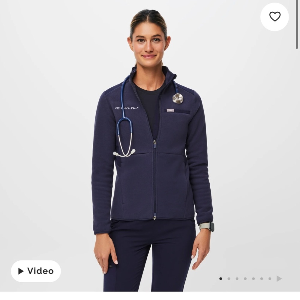 Figs Women’s On Shift Navy Zip-Up Lightweight Fleece Jacket